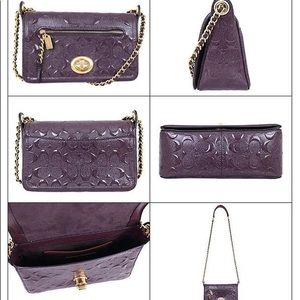 Light Gold / Oxblood Coach Purse